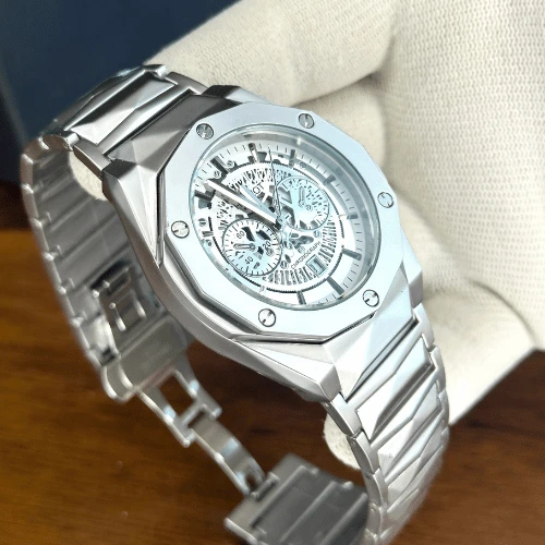 Hublot Diamond cut Stainless Steel Men's White watch