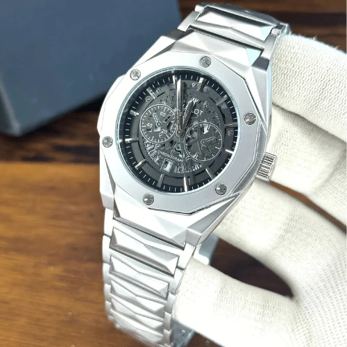 Hublot Diamond cut Stainless Steel Men's Black watch