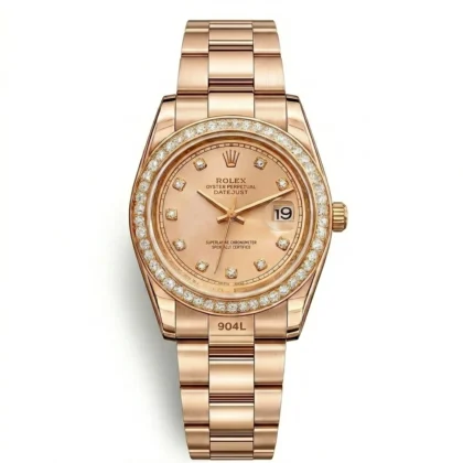 Rolex Datejust Rose Gold Diamond Bezel Watch for Women