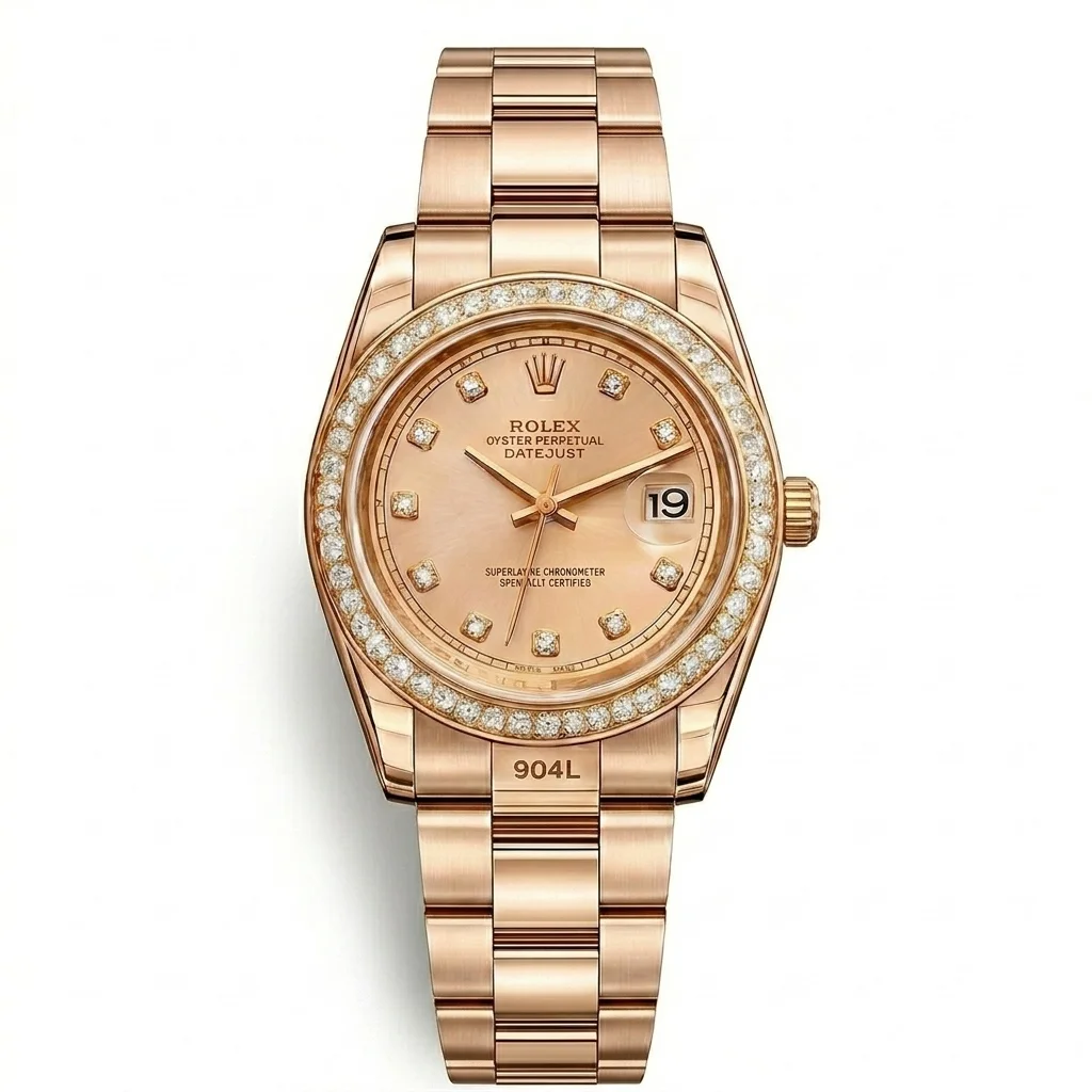 Rolex Datejust Rose Gold Diamond Bezel Watch for Women