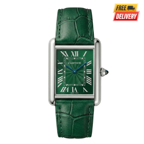 Cartier Tank Premium Square Dial Leather Men’s Watch in Green with Free Delivery