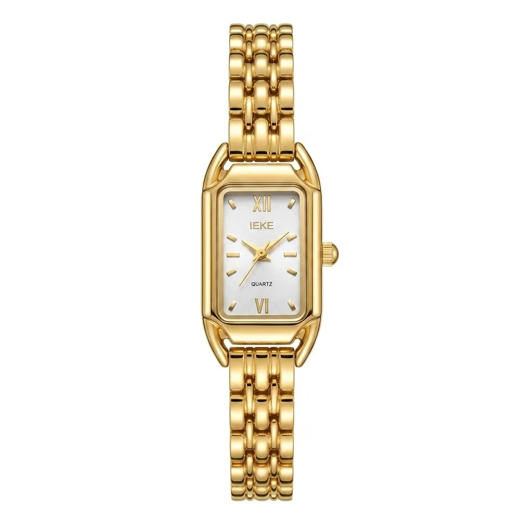 IEKE Vintage Rectangular Gold Watch for Women