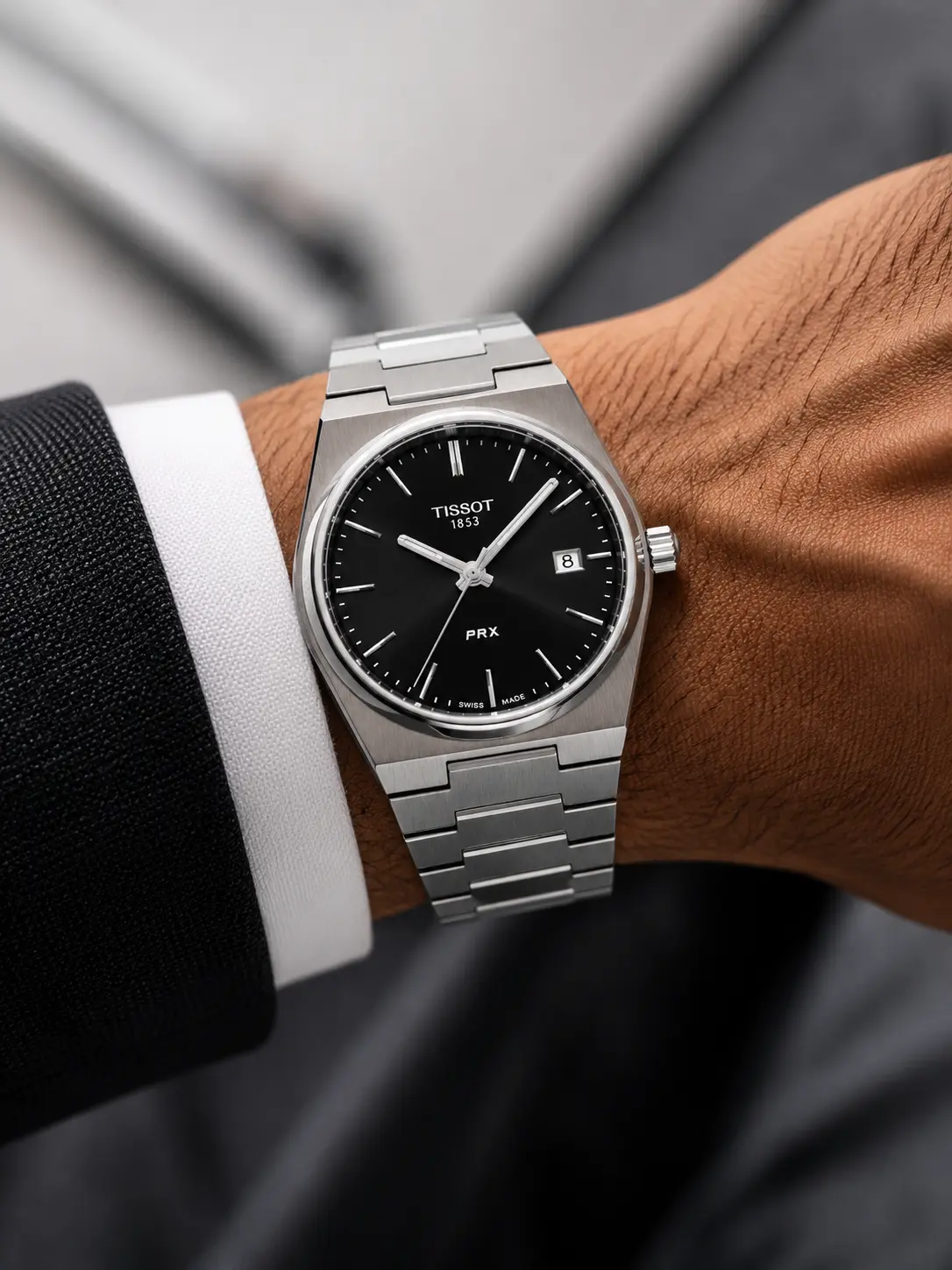 Tissot PRX Black Dial Stainless Steel Men's Watch
