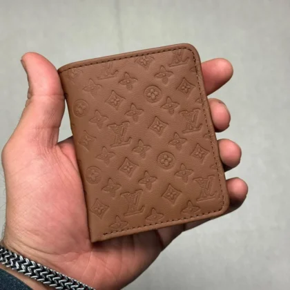 Men's Leather Wallet with LV Pattern Brown